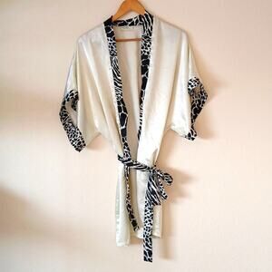 Vintage circa 2000 satin robe with animal print